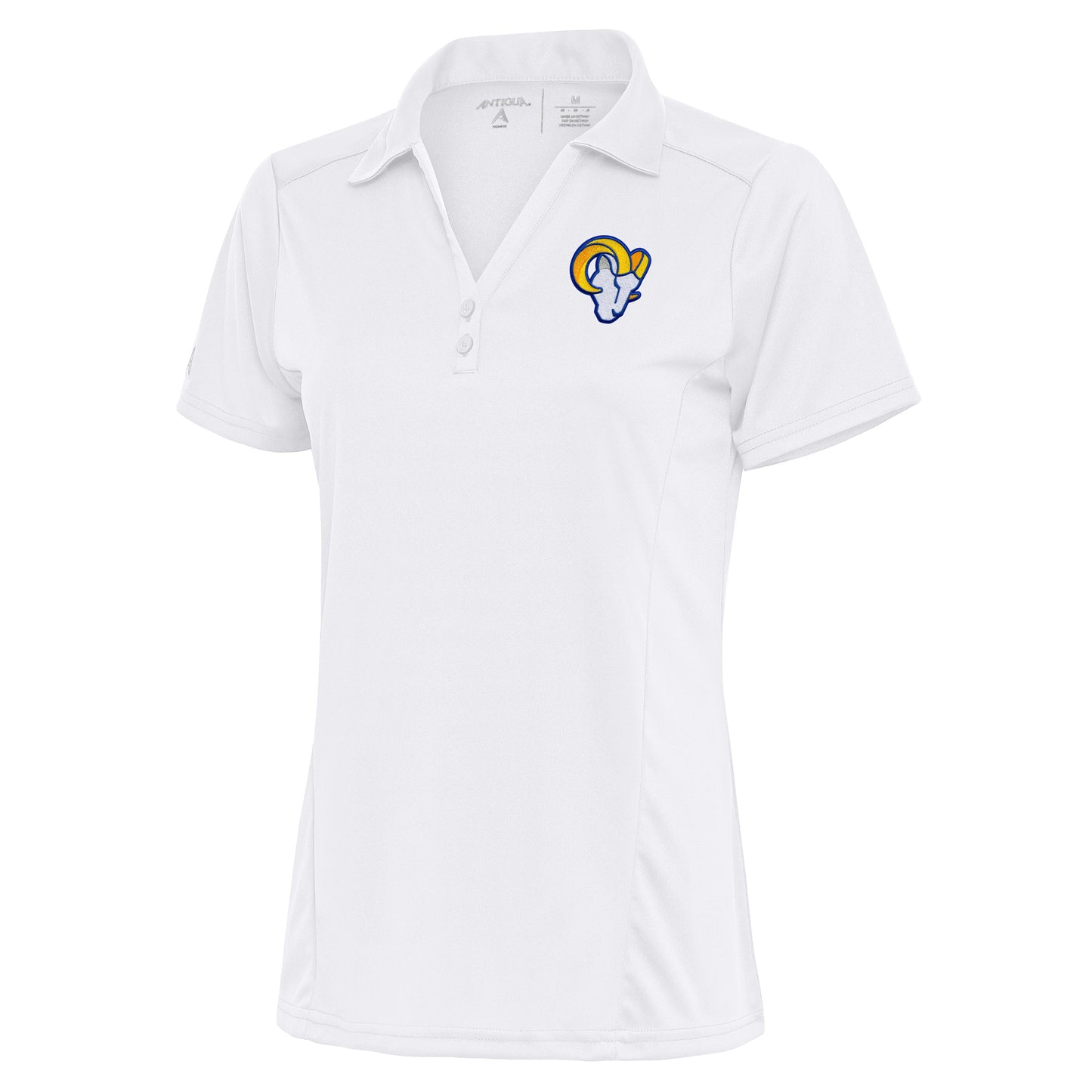 Women's Antigua White Los Angeles Rams Team Logo Tribute Polo