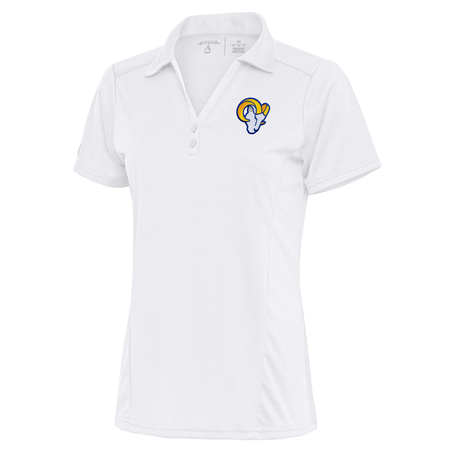Women's Antigua White Los Angeles Rams Team Logo Tribute Polo