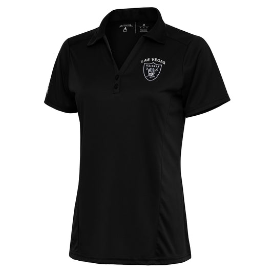 Women's Antigua Black Las Vegas Raiders Team Logo Tribute Polo