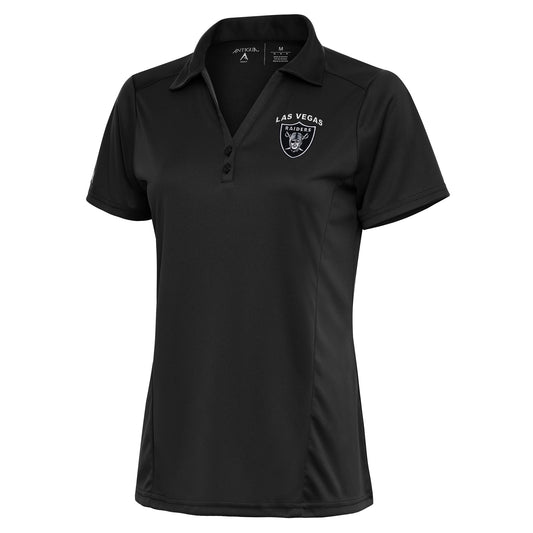 Women's Antigua Charcoal Las Vegas Raiders Team Logo Tribute Polo