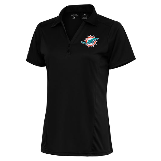 Women's Antigua Black Miami Dolphins Team Logo Tribute Polo