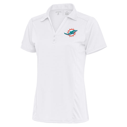 Women's Antigua White Miami Dolphins Team Logo Tribute Polo