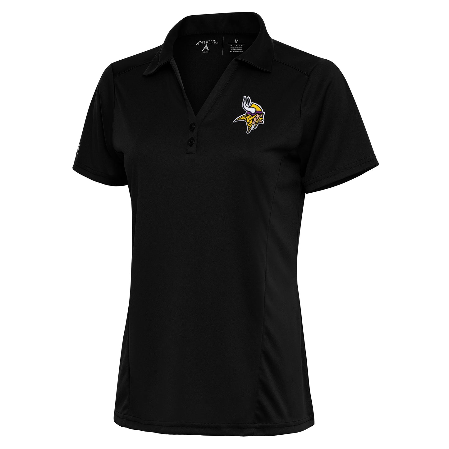 Women's Antigua Black Minnesota Vikings Team Logo Tribute Polo