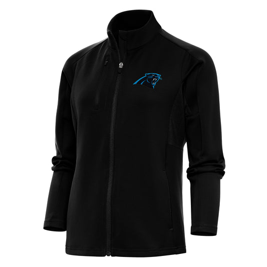 Women's Antigua Black Carolina Panthers Team Logo Generation Full-Zip Jacket