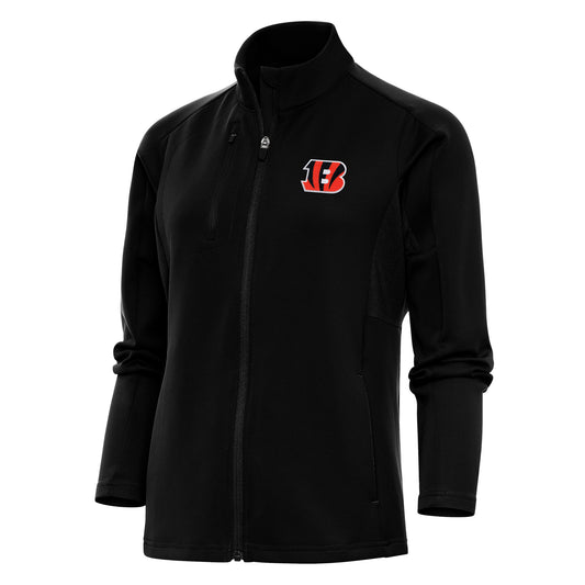 Women's Antigua Black Cincinnati Bengals Team Logo Generation Full-Zip Jacket