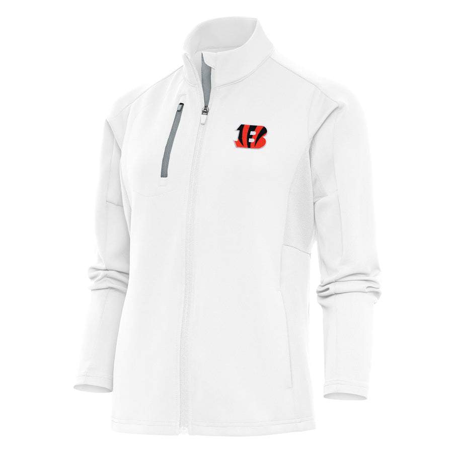 Women's Antigua White Cincinnati Bengals Team Logo Generation Full-Zip Jacket
