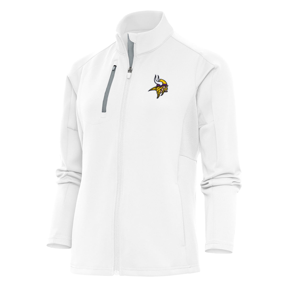Women's Antigua White Minnesota Vikings Team Logo Generation Full-Zip Jacket