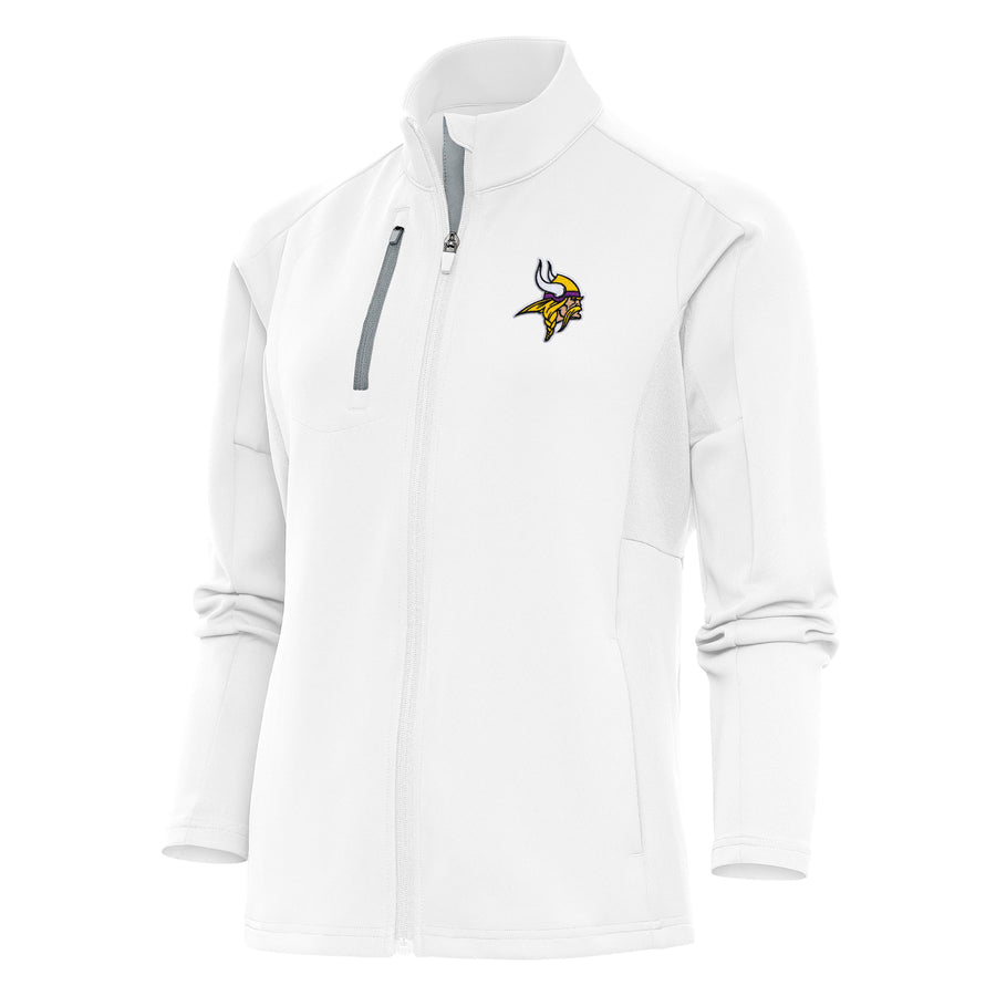 Women's Antigua White Minnesota Vikings Team Logo Generation Full-Zip Jacket