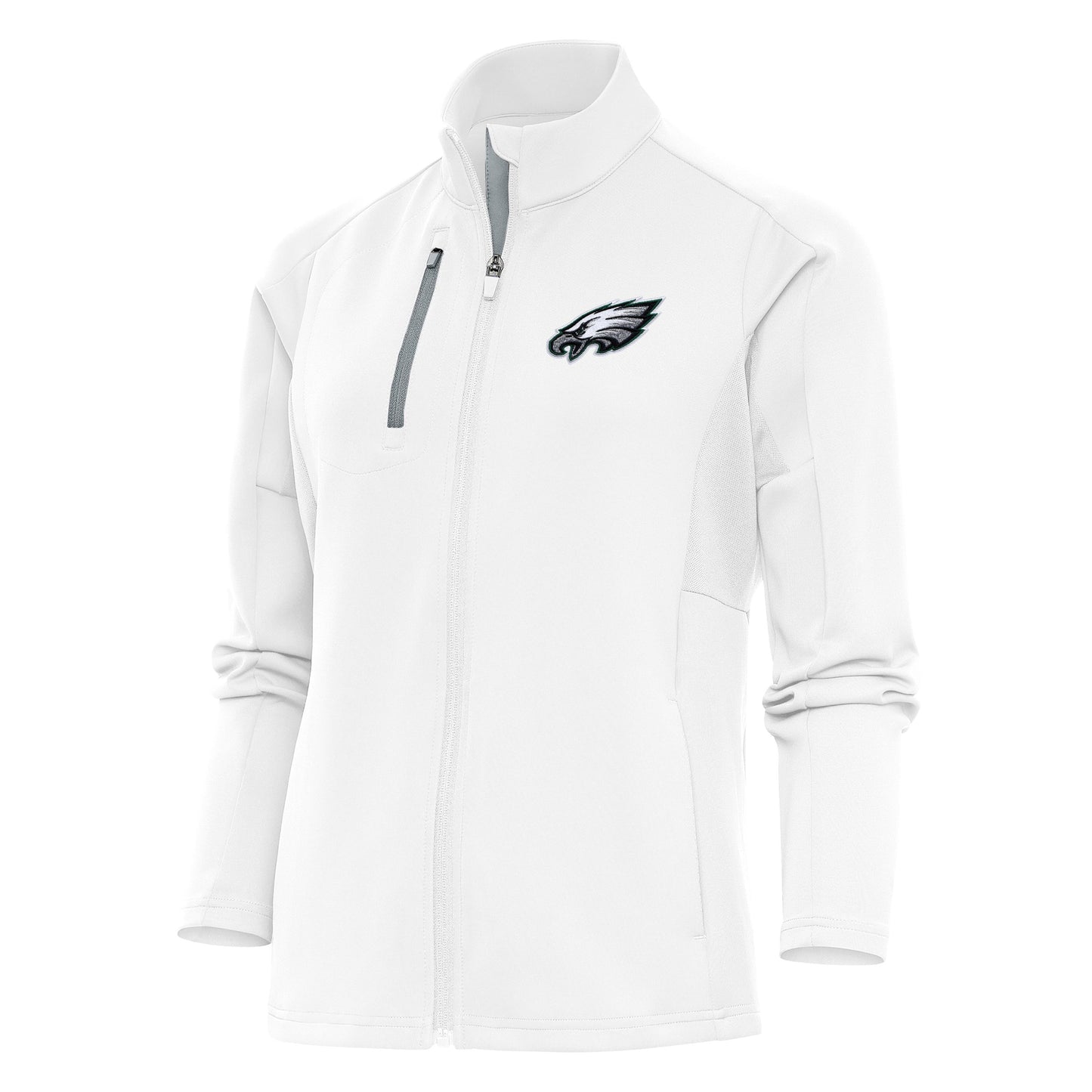 Women's Antigua White Philadelphia Eagles Team Logo Generation Full-Zip Jacket