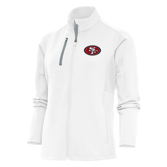 Women's Antigua White San Francisco 49ers Team Logo Generation Full-Zip Jacket