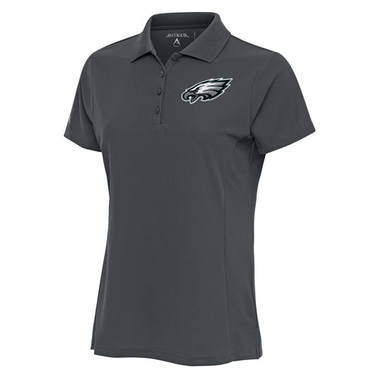 Women's Antigua Charcoal Philadelphia Eagles Team Logo Legacy Pique Polo