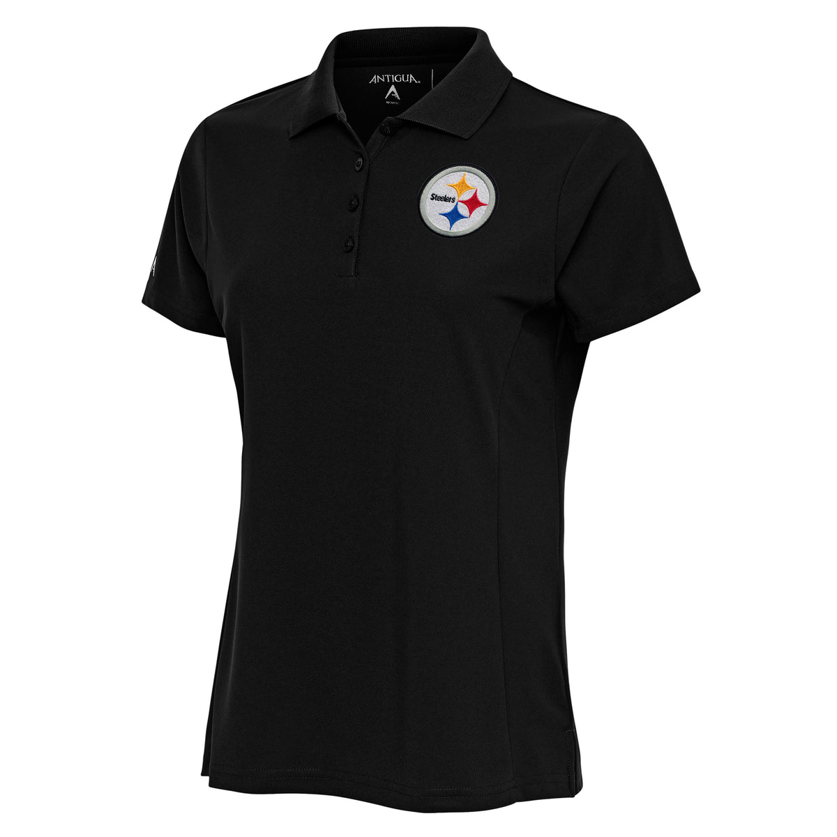 Women's Antigua Black Pittsburgh Steelers Team Logo Legacy Pique Polo