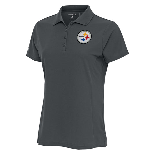 Women's Antigua Charcoal Pittsburgh Steelers Team Logo Legacy Pique Polo