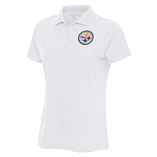 Women's Antigua White Pittsburgh Steelers Team Logo Legacy Pique Polo