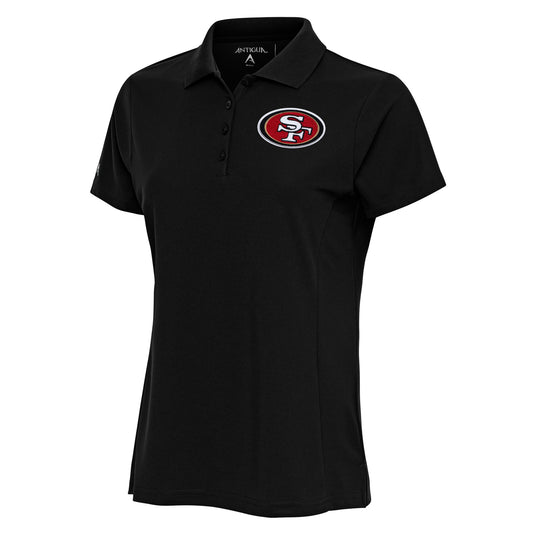 Women's Antigua Black San Francisco 49ers Team Logo Legacy Pique Polo