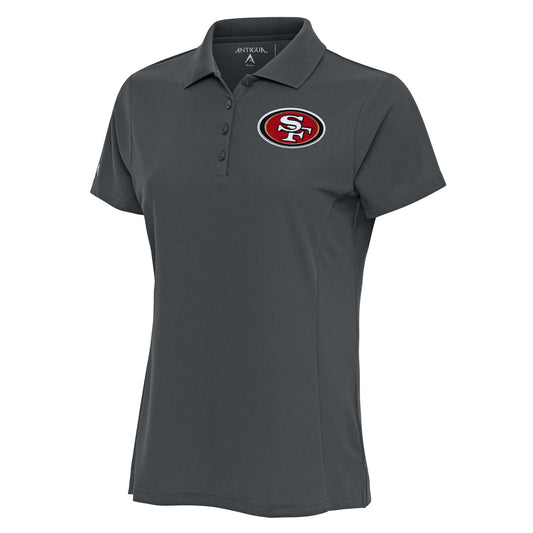 Women's Antigua Charcoal San Francisco 49ers Team Logo Legacy Pique Polo