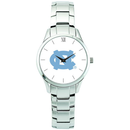 Women's Silver North Carolina Tar Heels Stainless Steel Bracelet Wristwatch