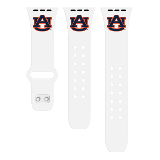 White Auburn Tigers Logo Silicone Apple Watch Band