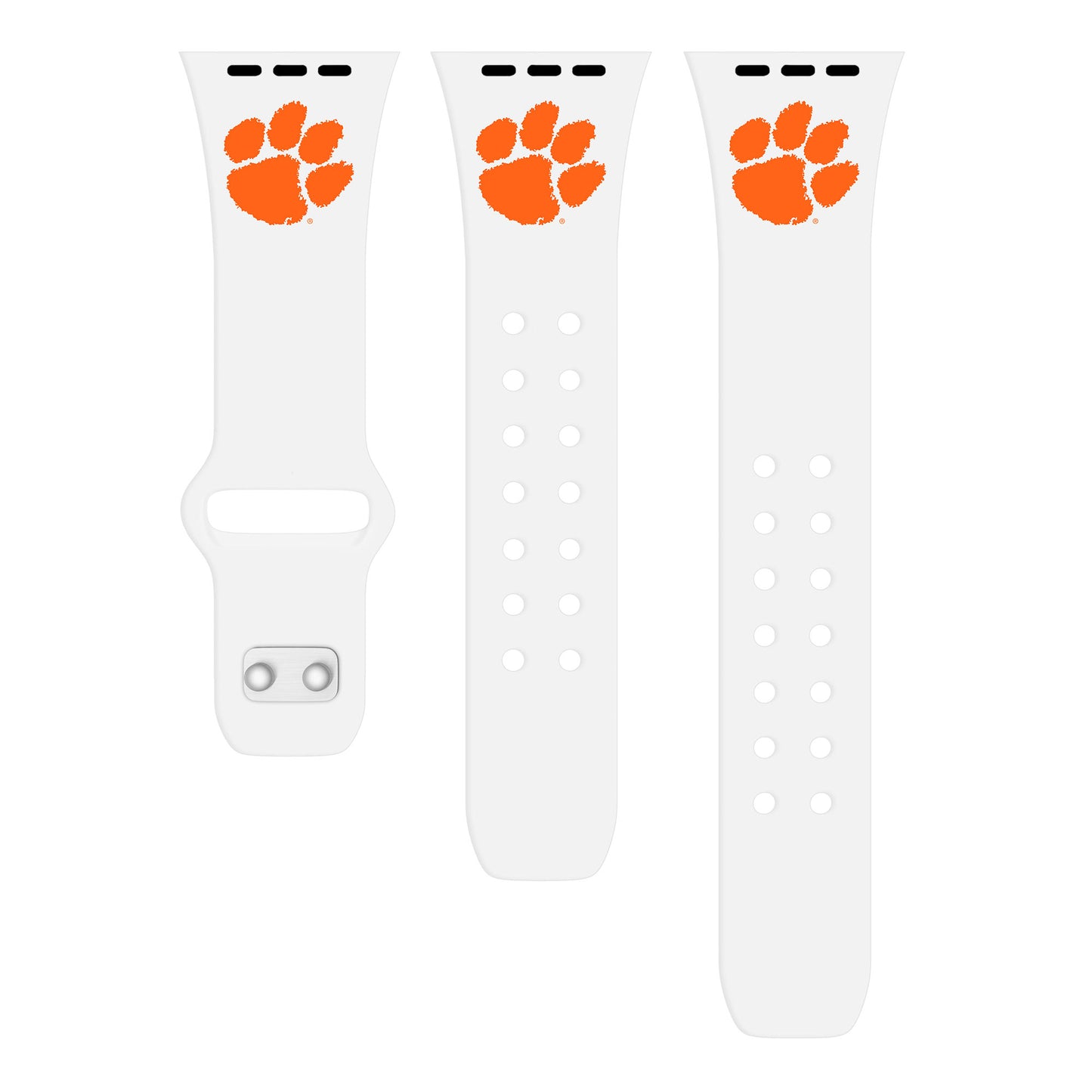 White Clemson Tigers Logo Silicone Apple Watch Band