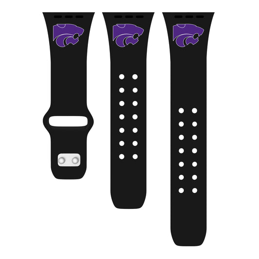 Black Kansas State Wildcats Logo Silicone Apple Watch Band