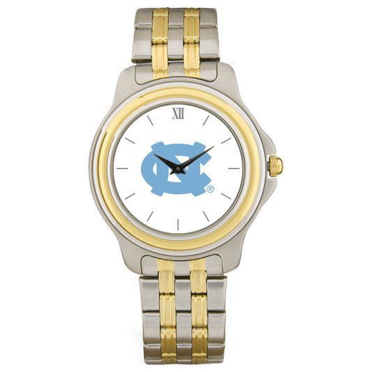 Men's Silver/Gold North Carolina Tar Heels Two-Tone Team Logo Wristwatch