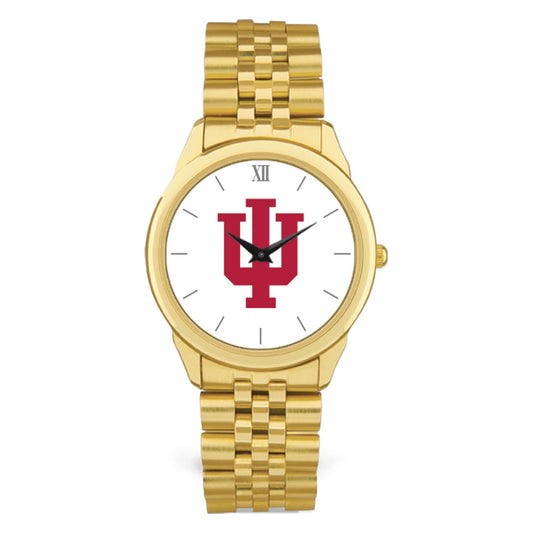 Men's Gold Indiana Hoosiers Team Logo Rolled Link Bracelet Wristwatch