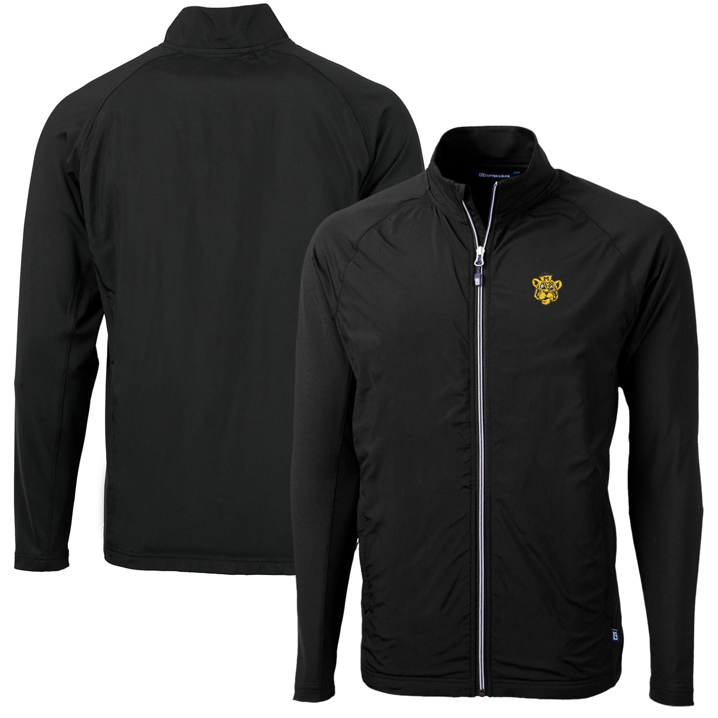 Men's Cutter & Buck Black Missouri Tigers Adapt Eco Knit Hybrid Recycled Big & Tall Full-Zip Jacket