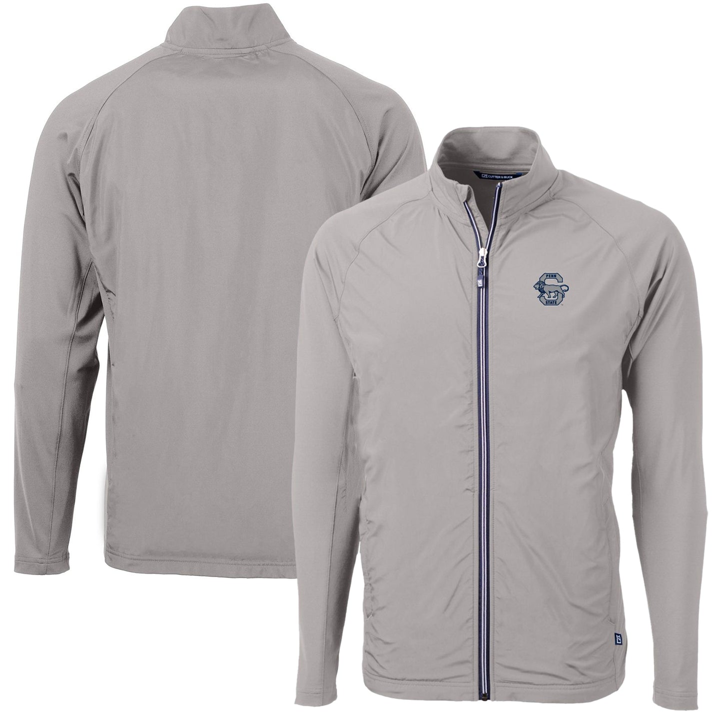Men's Cutter & Buck Gray Penn State Nittany Lions Adapt Eco Knit Hybrid Recycled Big & Tall Full-Zip Jacket
