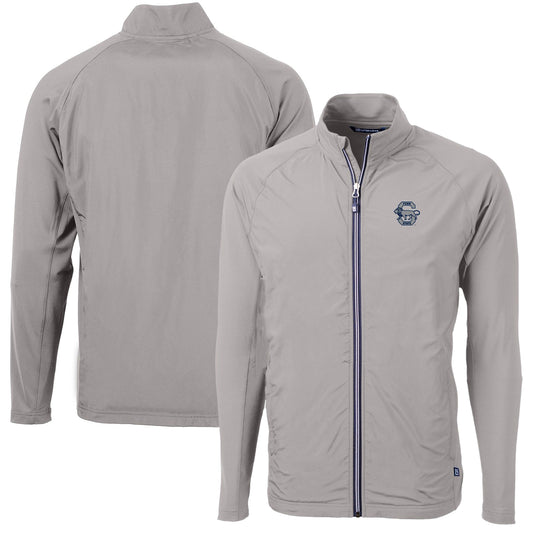 Men's Cutter & Buck Gray Penn State Nittany Lions Adapt Eco Knit Hybrid Recycled Big & Tall Full-Zip Jacket