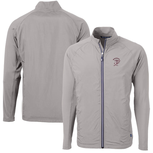 Men's Cutter & Buck Gray Mississippi State Bulldogs Adapt Eco Knit Hybrid Recycled Big & Tall Full-Zip Jacket