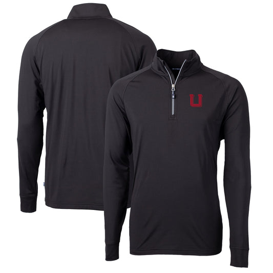 Men's Cutter & Buck Black Utah Utes Adapt Eco Knit Stretch Recycled Big & Tall Quarter-Zip Pullover Top