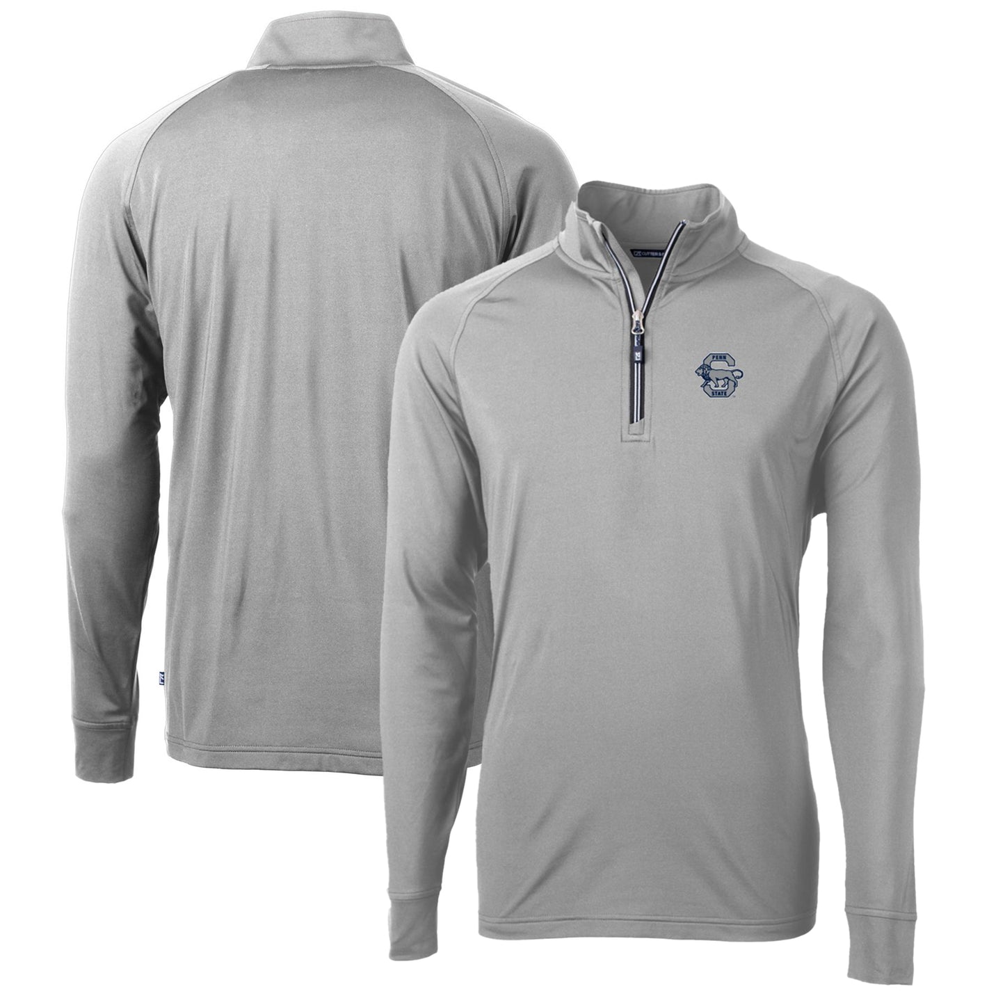 Men's Cutter & Buck Gray Penn State Nittany Lions Adapt Eco Knit Stretch Recycled Big & Tall Quarter-Zip Pullover Top