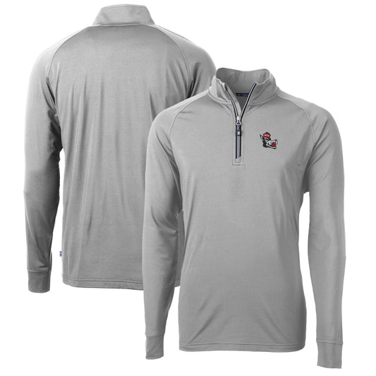 Men's Cutter & Buck Gray NC State Wolfpack Adapt Eco Knit Stretch Recycled Big & Tall Quarter-Zip Pullover Top