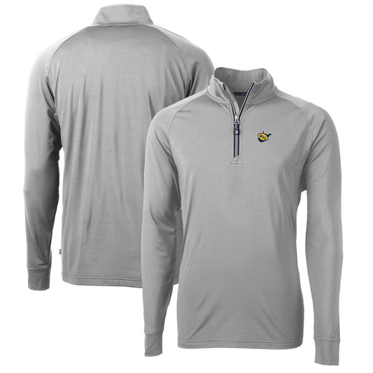 Men's Cutter & Buck Gray West Virginia Mountaineers Adapt Eco Knit Stretch Recycled Big & Tall Quarter-Zip Pullover Top