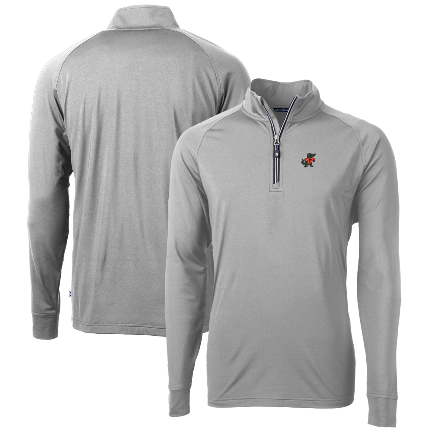 Men's Cutter & Buck Gray Florida Gators Adapt Eco Knit Stretch Recycled Big & Tall Quarter-Zip Pullover Top