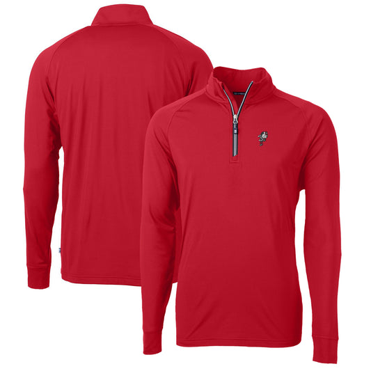 Men's Cutter & Buck Scarlet Ohio State Buckeyes Adapt Eco Knit Stretch Recycled Big & Tall Quarter-Zip Pullover Top