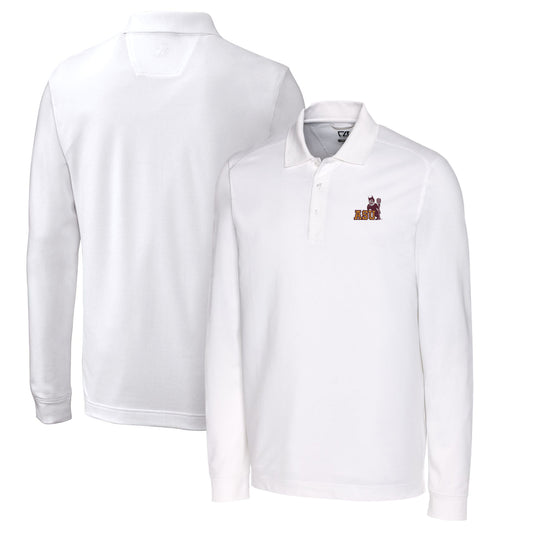 Men's Cutter & Buck White Arizona State Sun Devils Vault Advantage Tri-Blend Pique Big & Tall Long Sleeve Polo