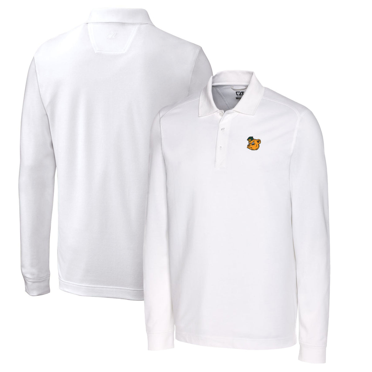 Men's Cutter & Buck White Baylor Bears Vault Advantage Tri-Blend Pique Big & Tall Long Sleeve Polo