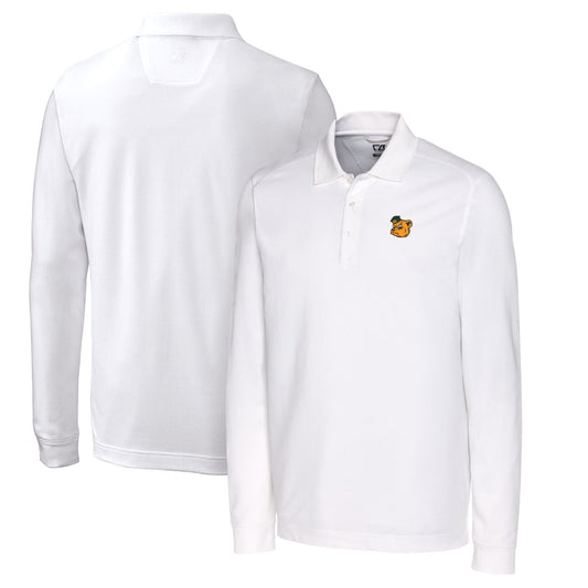 Men's Cutter & Buck White Baylor Bears Vault Advantage Tri-Blend Pique Big & Tall Long Sleeve Polo