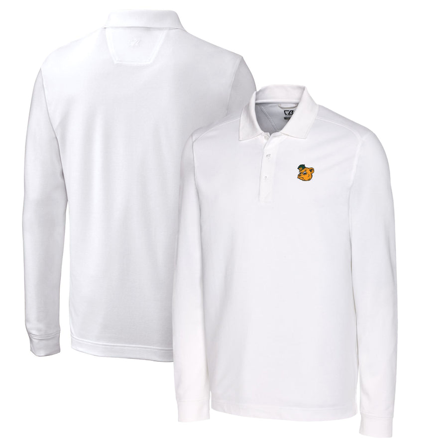 Men's Cutter & Buck White Baylor Bears Vault Advantage Tri-Blend Pique Big & Tall Long Sleeve Polo