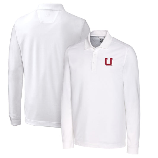 Men's Cutter & Buck White Utah Utes Vault Advantage Tri-Blend Pique Big & Tall Long Sleeve Polo