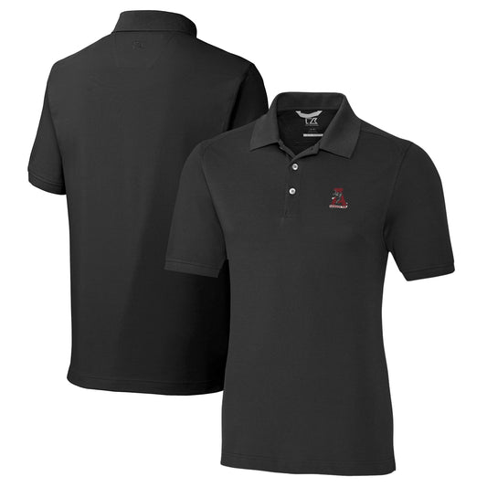 Men's Cutter & Buck Black Alabama Crimson Tide Vault Advantage Tri-Blend Pique Big & Tall Polo