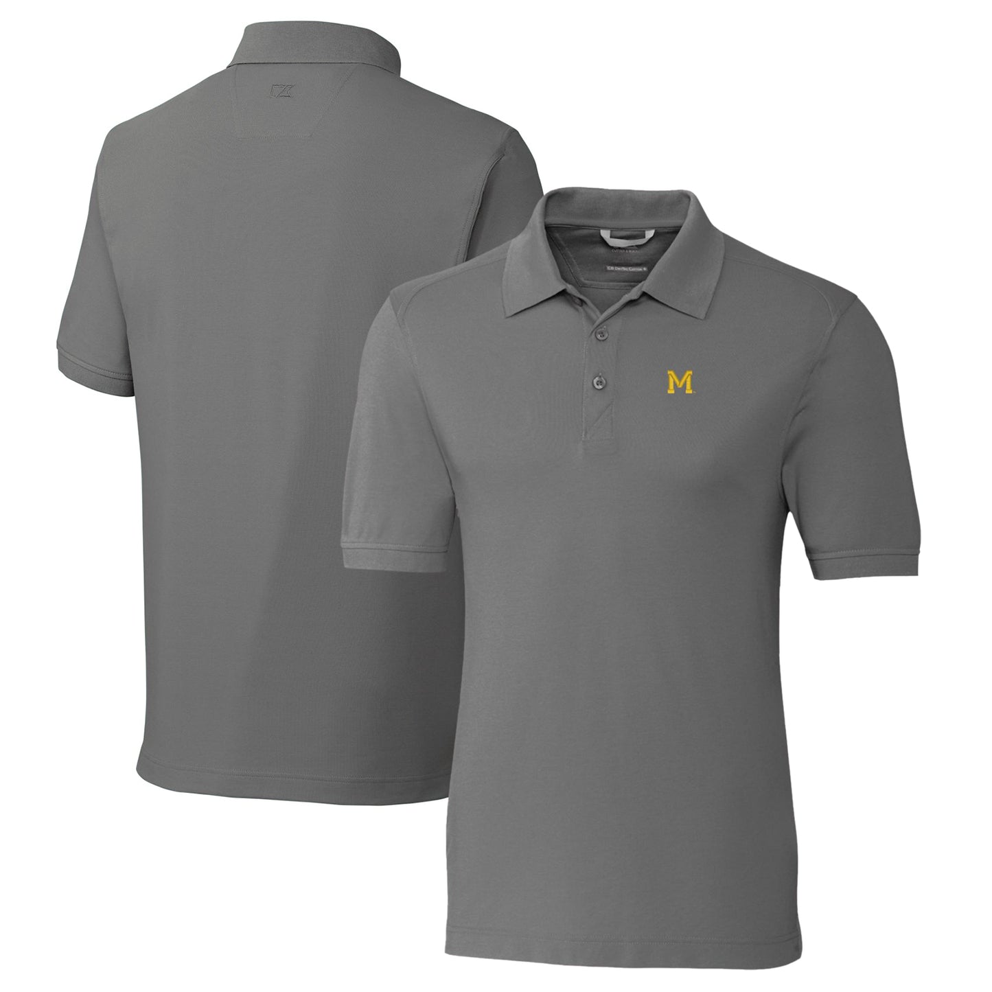 Men's Cutter & Buck Steel Michigan Wolverines Vault Advantage Tri-Blend Pique Big & Tall Polo