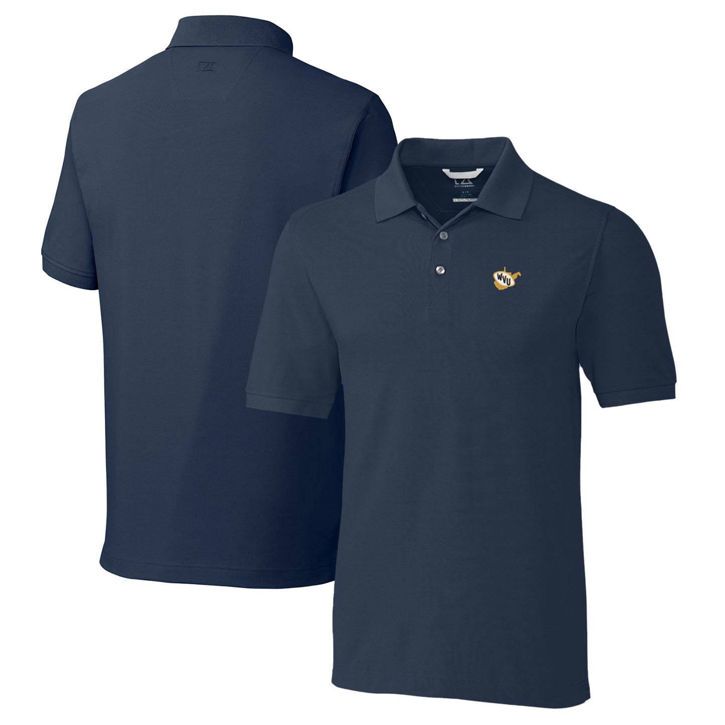 Men's Cutter & Buck Navy West Virginia Mountaineers Vault Advantage Tri-Blend Pique Big & Tall Polo