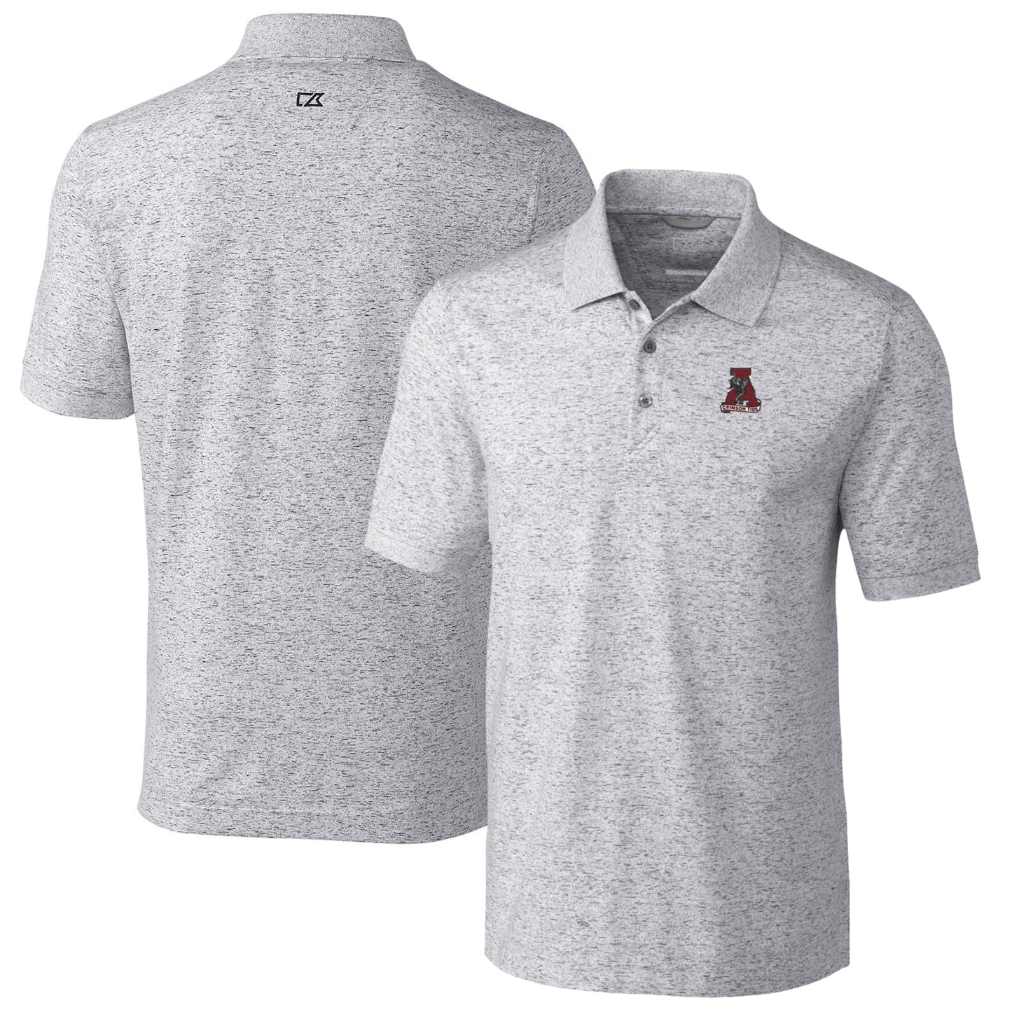 Men's Cutter & Buck Steel Alabama Crimson Tide Vault Advantage Tri-Blend Space Dye Big & Tall Polo