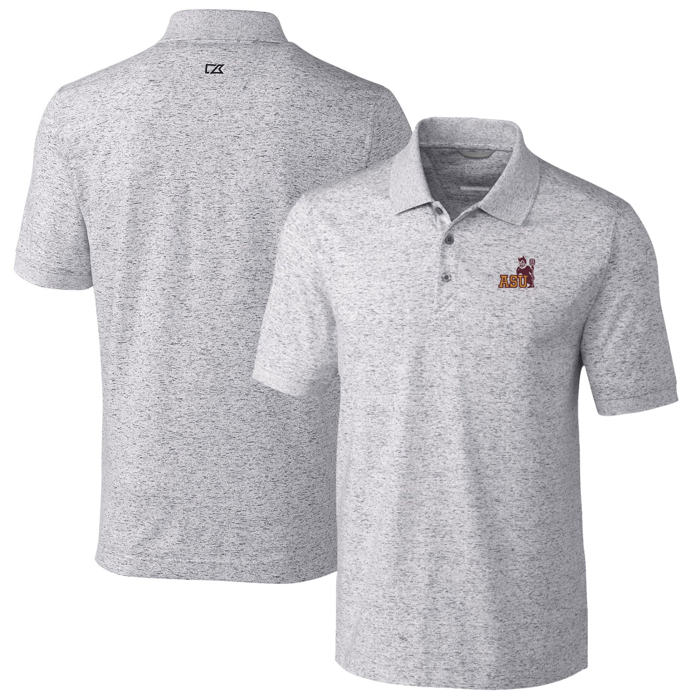 Men's Cutter & Buck Steel Arizona State Sun Devils Vault Advantage Tri-Blend Space Dye Big & Tall Polo