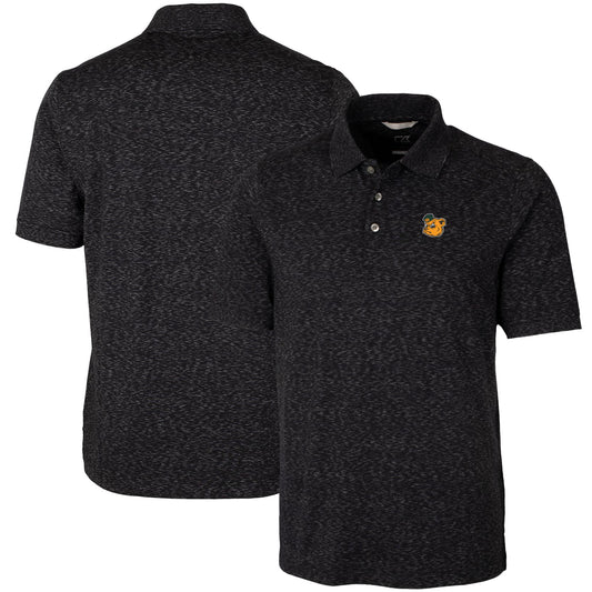 Men's Cutter & Buck Black Baylor Bears Vault Advantage Tri-Blend Space Dye Big & Tall Polo