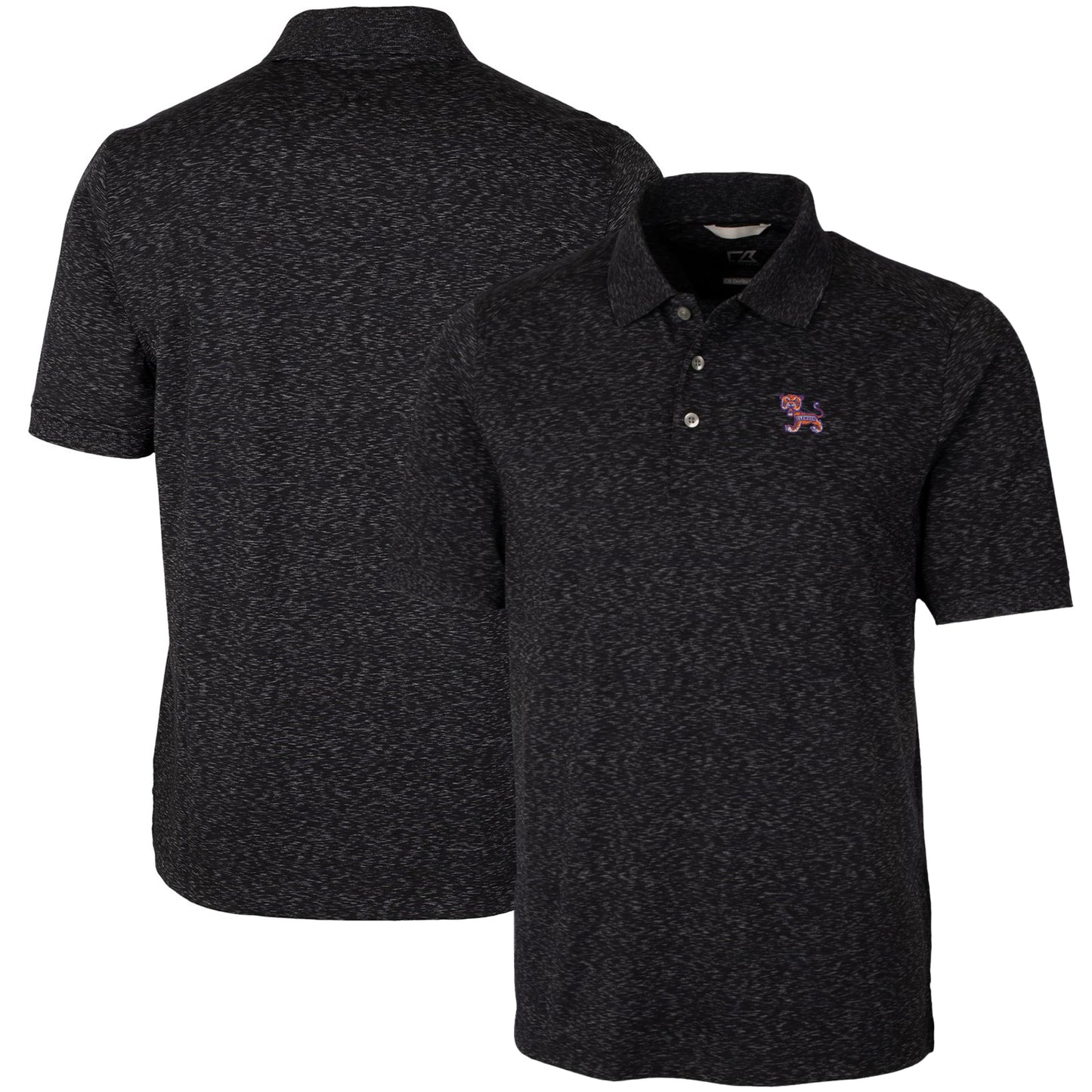 Men's Cutter & Buck Black Clemson Tigers Vault Advantage Tri-Blend Space Dye Big & Tall Polo