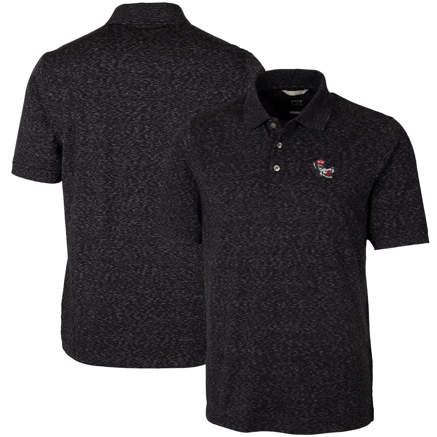 Men's Cutter & Buck Black NC State Wolfpack Vault Advantage Tri-Blend Space Dye Big & Tall Polo