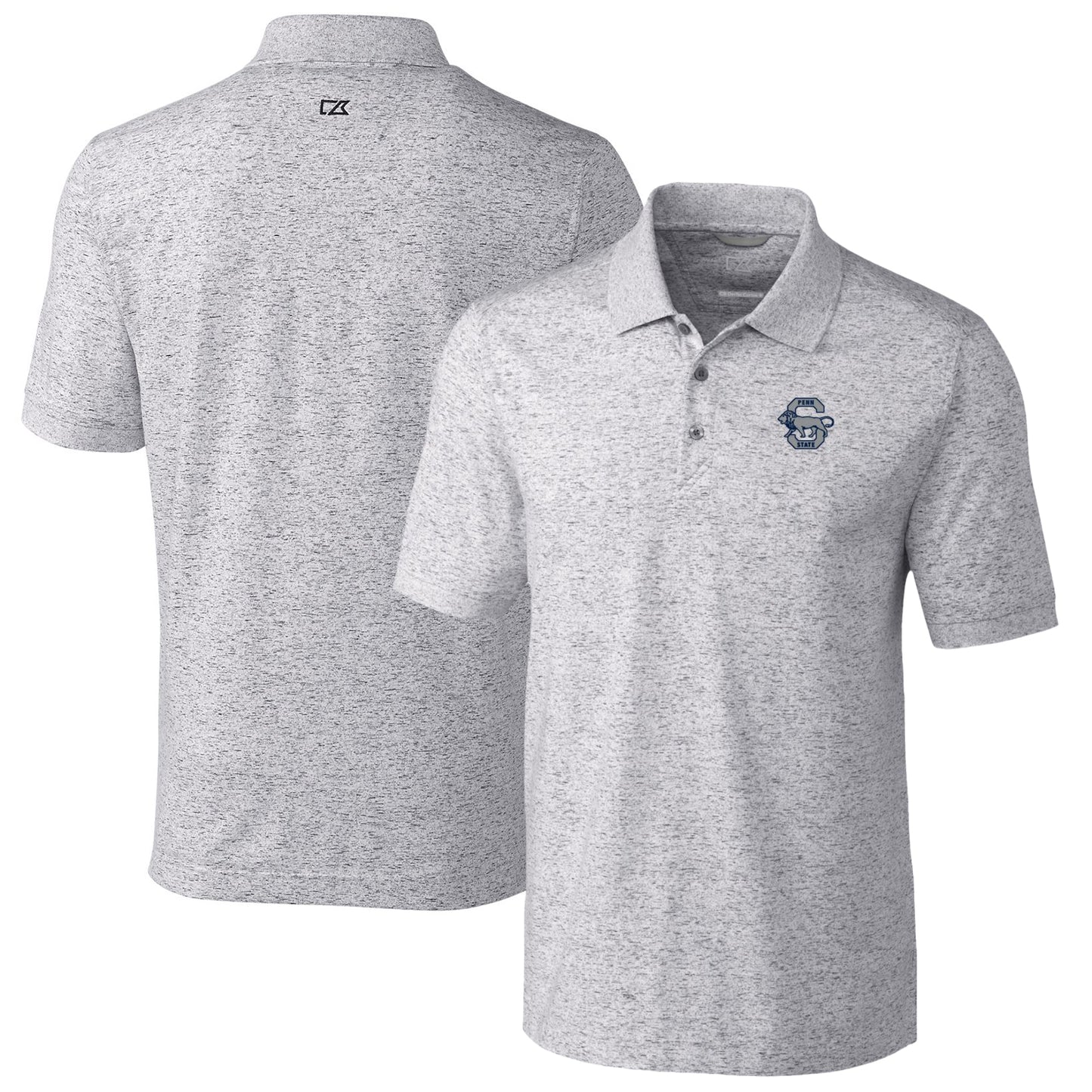 Men's Cutter & Buck Steel Penn State Nittany Lions Vault Advantage Tri-Blend Space Dye Big & Tall Polo